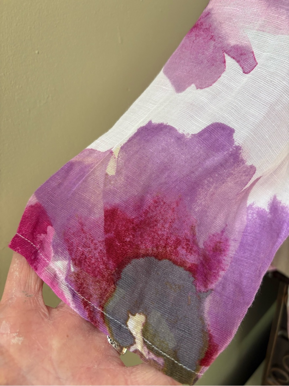 Habitat Pink Purple Floral Button-Down Shirt linen sz s - Picture 7 of 11